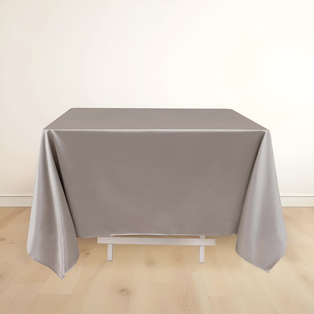 Scuba Square 70"x70" Tablecloth Shimmer Silver - Wrinkle Free & Stain Resistant Table Cover - Bell Racket Store