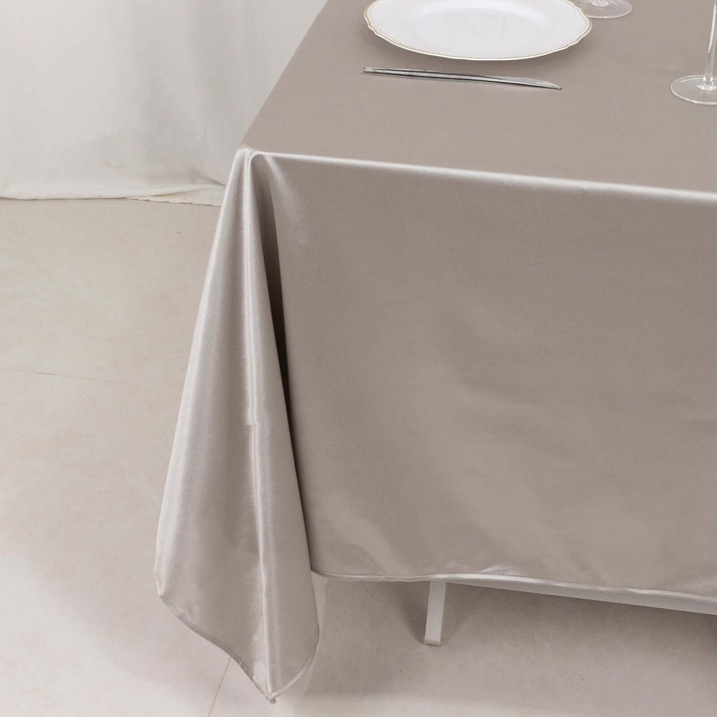 Scuba Square 70"x70" Tablecloth Shimmer Silver - Wrinkle Free & Stain Resistant Table Cover - Bell Racket Store