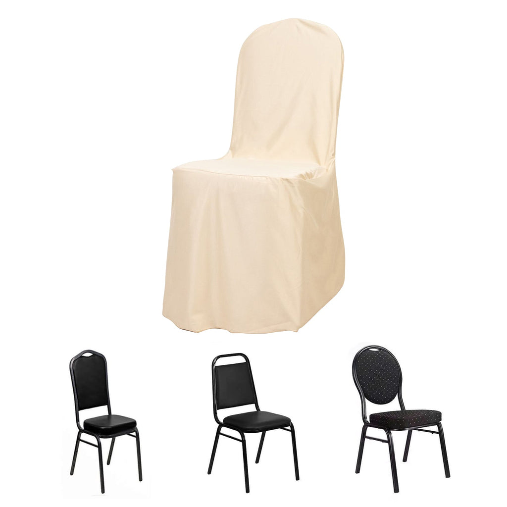 Scuba Stretch Chair Cover Beige for Banquet Chairs Slim Fit Design - Wrinkle Free and Durable Slipcover - Bell Racket Store