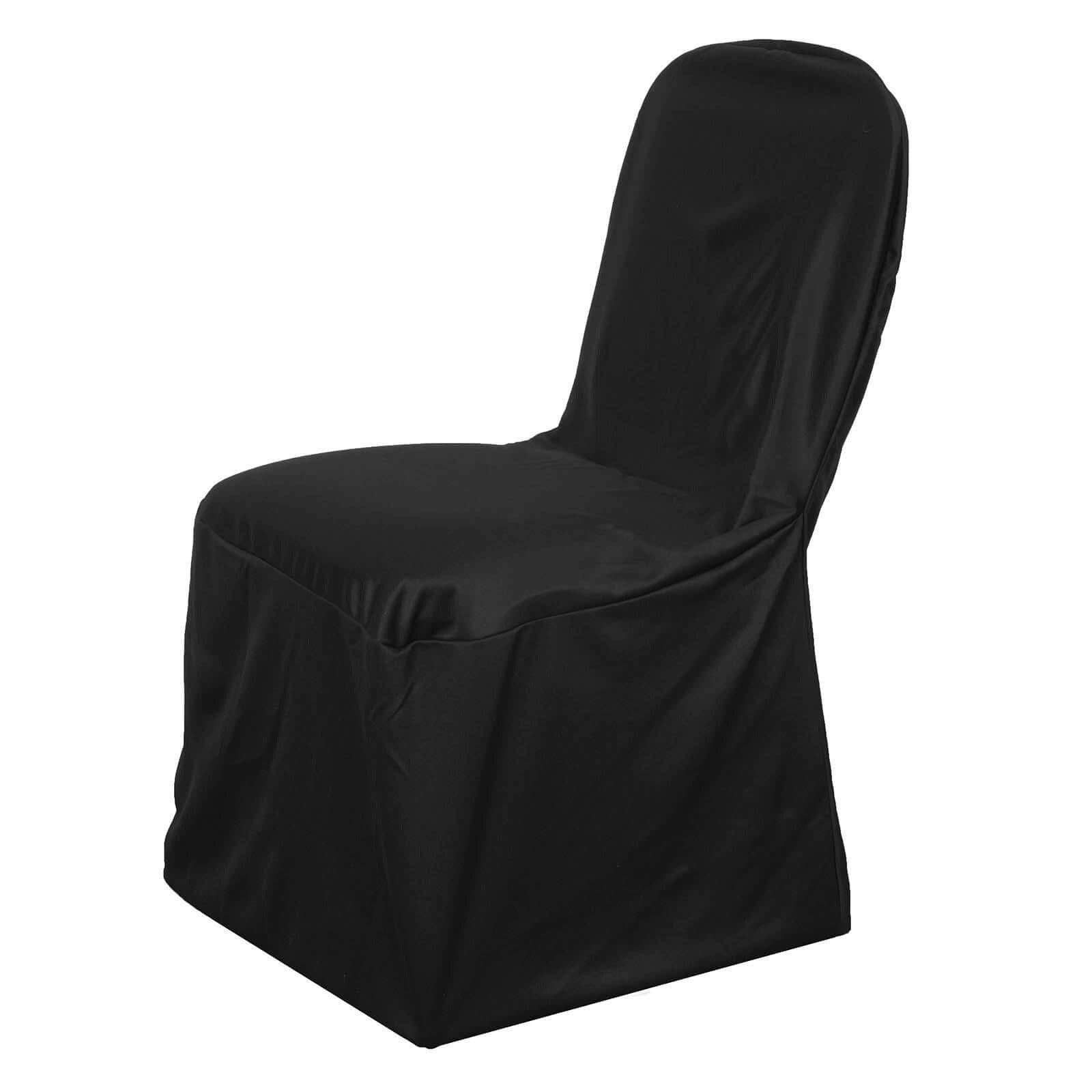 Scuba Stretch Chair Cover Black for Banquet Chairs Slim Fit Design - Wrinkle Free and Durable Slipcover - NestOCart