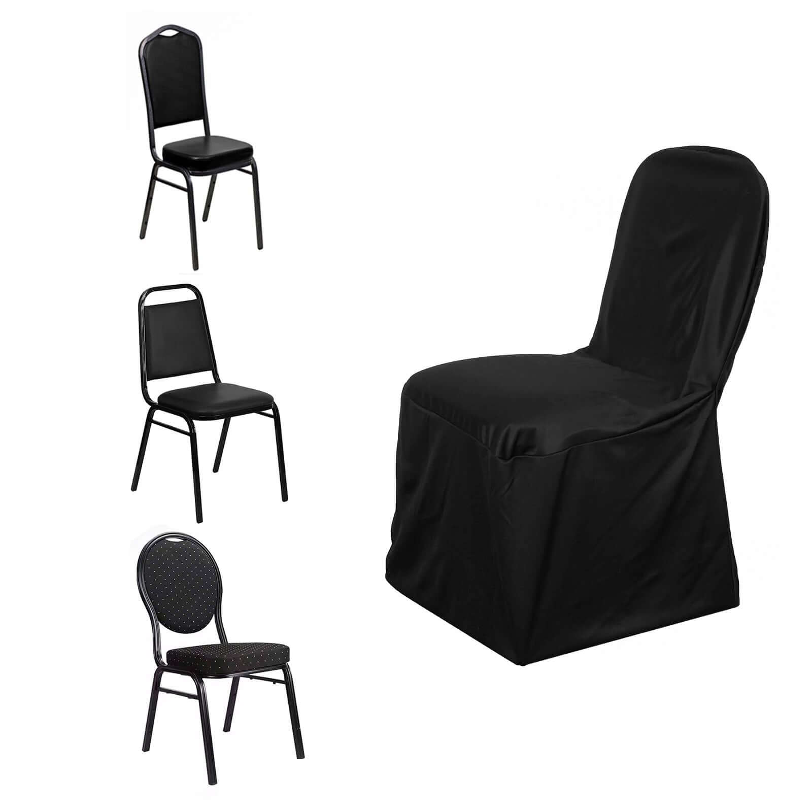 Scuba Stretch Chair Cover Black for Banquet Chairs Slim Fit Design - Wrinkle Free and Durable Slipcover - NestOCart