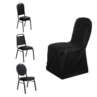 Scuba Stretch Chair Cover Black for Banquet Chairs Slim Fit Design - Wrinkle Free and Durable Slipcover - NestOCart