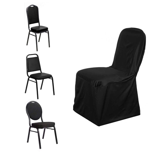 Scuba Stretch Chair Cover Black for Banquet Chairs Slim Fit Design - Wrinkle Free and Durable Slipcover - NestOCart