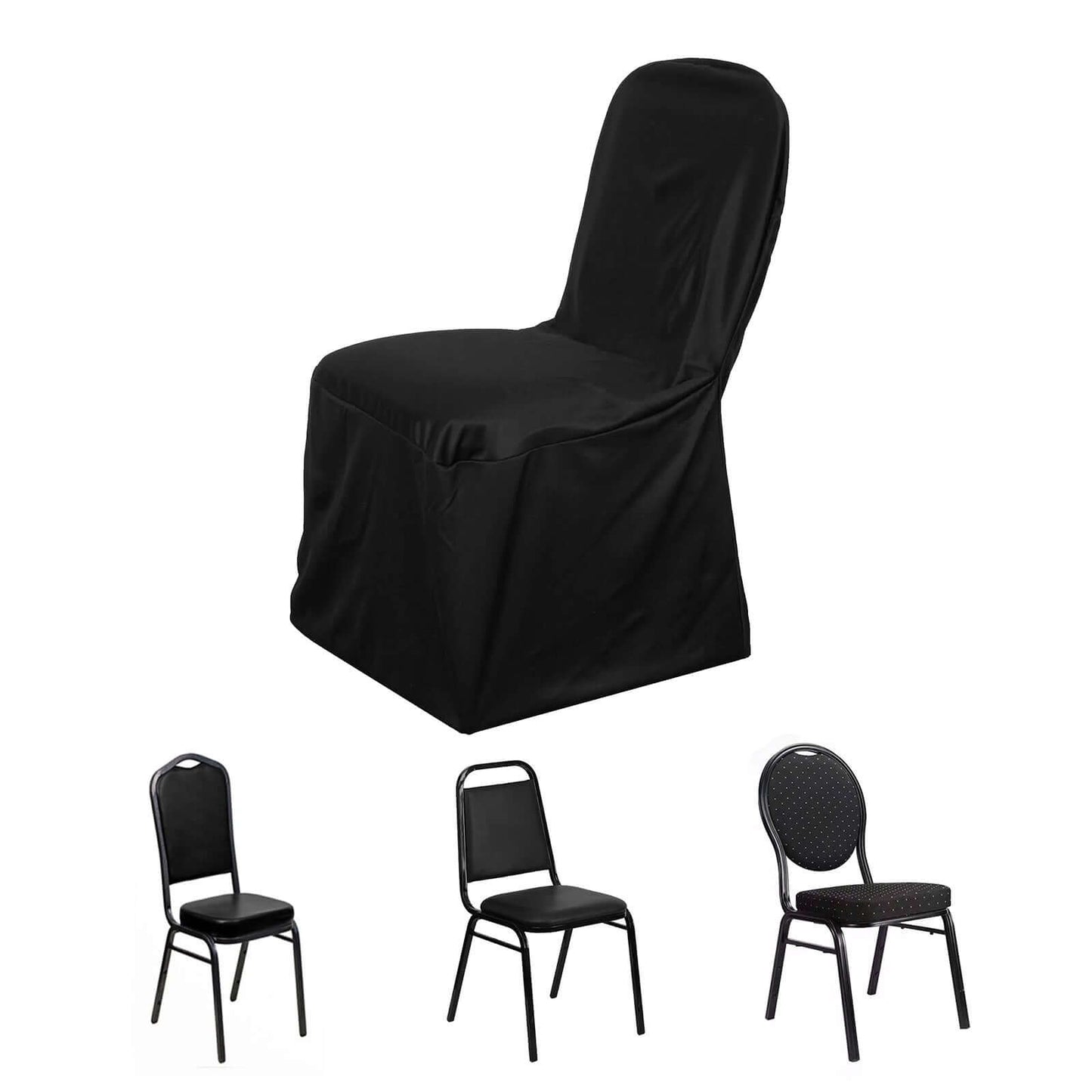 Scuba Stretch Chair Cover Black for Banquet Chairs Slim Fit Design - Wrinkle Free and Durable Slipcover - NestOCart