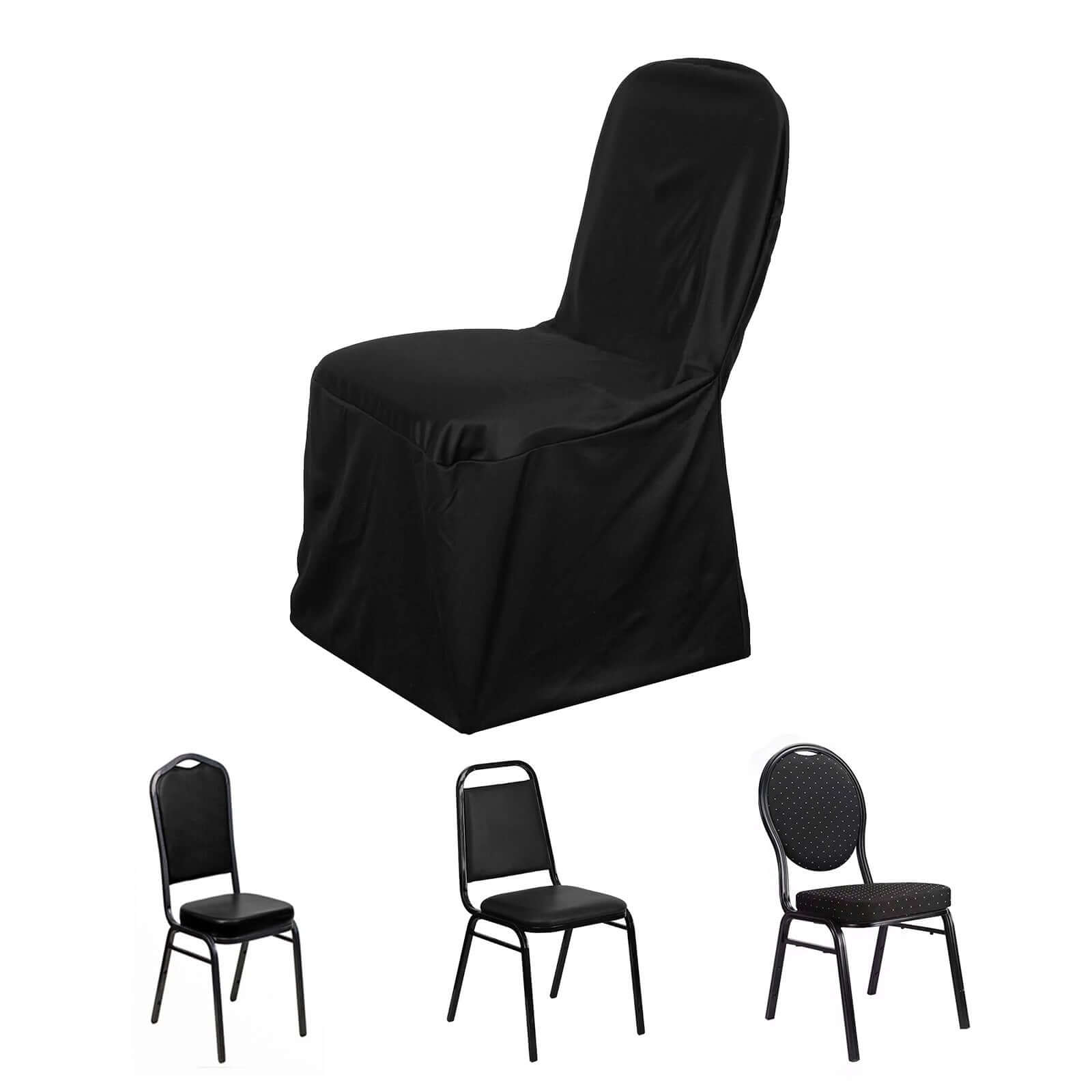 Scuba Stretch Chair Cover Black for Banquet Chairs Slim Fit Design - Wrinkle Free and Durable Slipcover - NestOCart