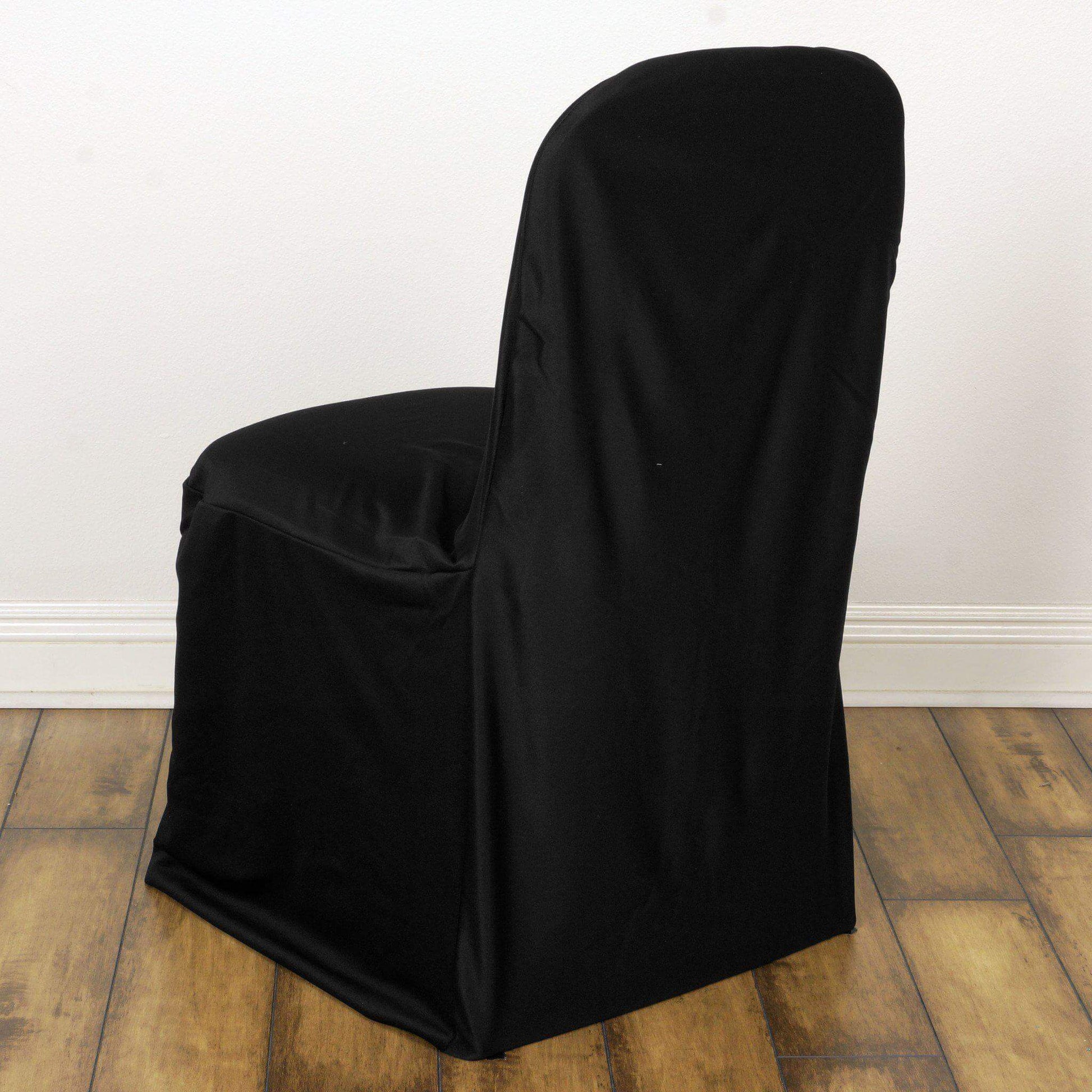 Scuba Stretch Chair Cover Black for Banquet Chairs Slim Fit Design - Wrinkle Free and Durable Slipcover - NestOCart