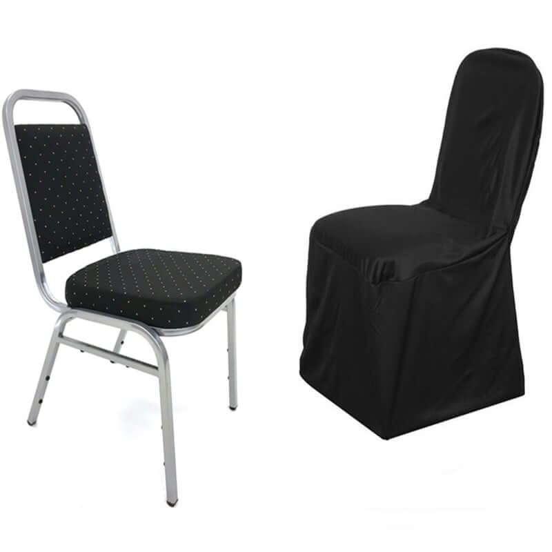 Scuba Stretch Chair Cover Black for Banquet Chairs Slim Fit Design - Wrinkle Free and Durable Slipcover - NestOCart