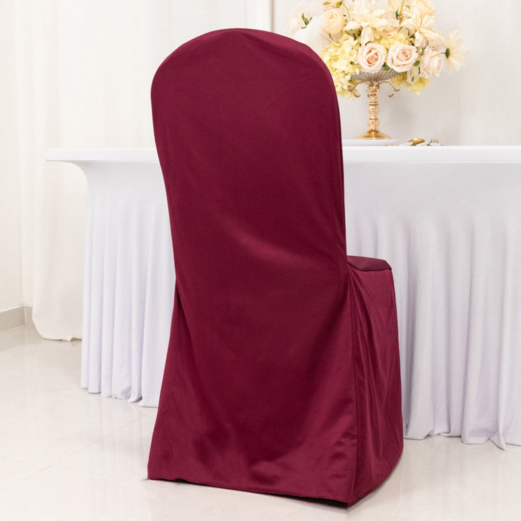 Scuba Stretch Chair Cover Burgundy for Banquet Chairs Slim Fit Design - Wrinkle Free and Durable Slipcover - Bell Racket Store