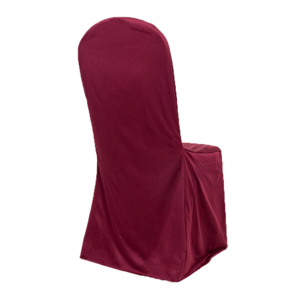 Scuba Stretch Chair Cover Burgundy for Banquet Chairs Slim Fit Design - Wrinkle Free and Durable Slipcover - Bell Racket Store