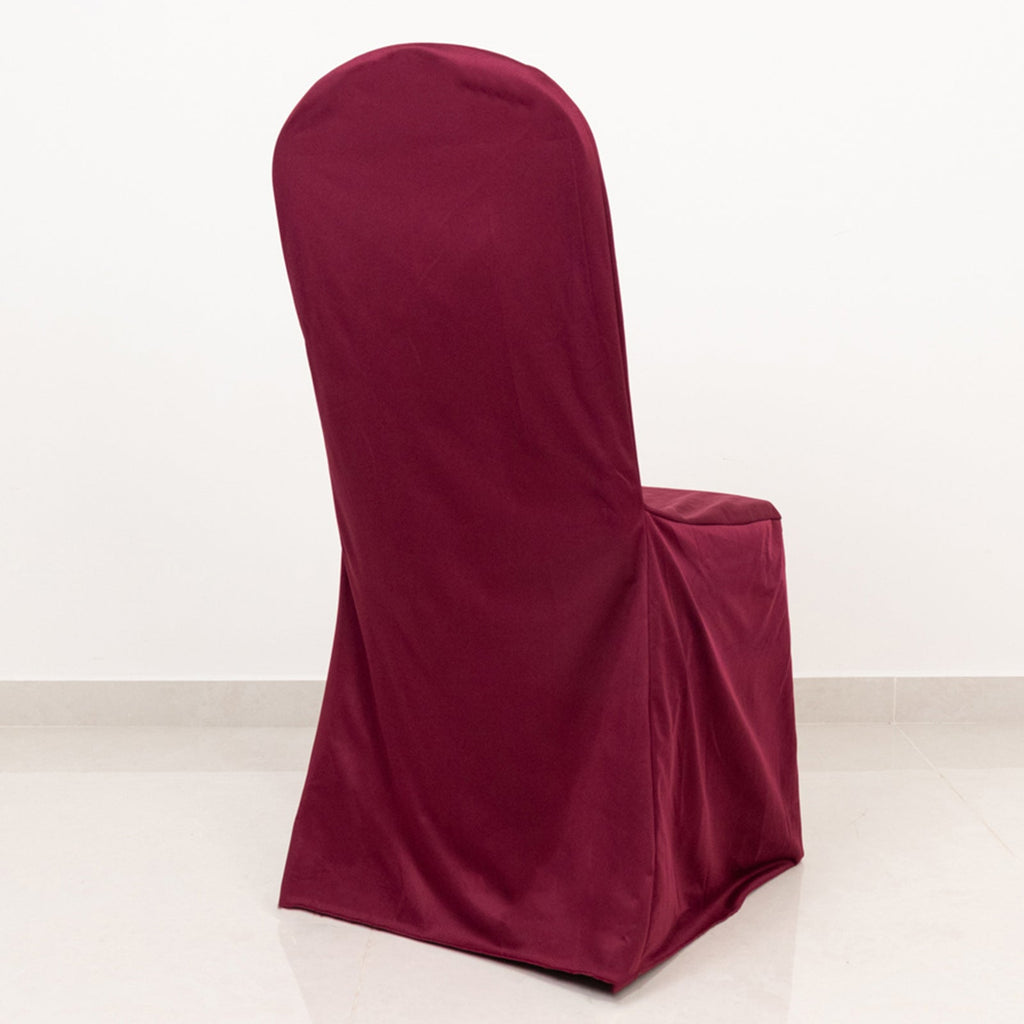 Scuba Stretch Chair Cover Burgundy for Banquet Chairs Slim Fit Design - Wrinkle Free and Durable Slipcover - Bell Racket Store