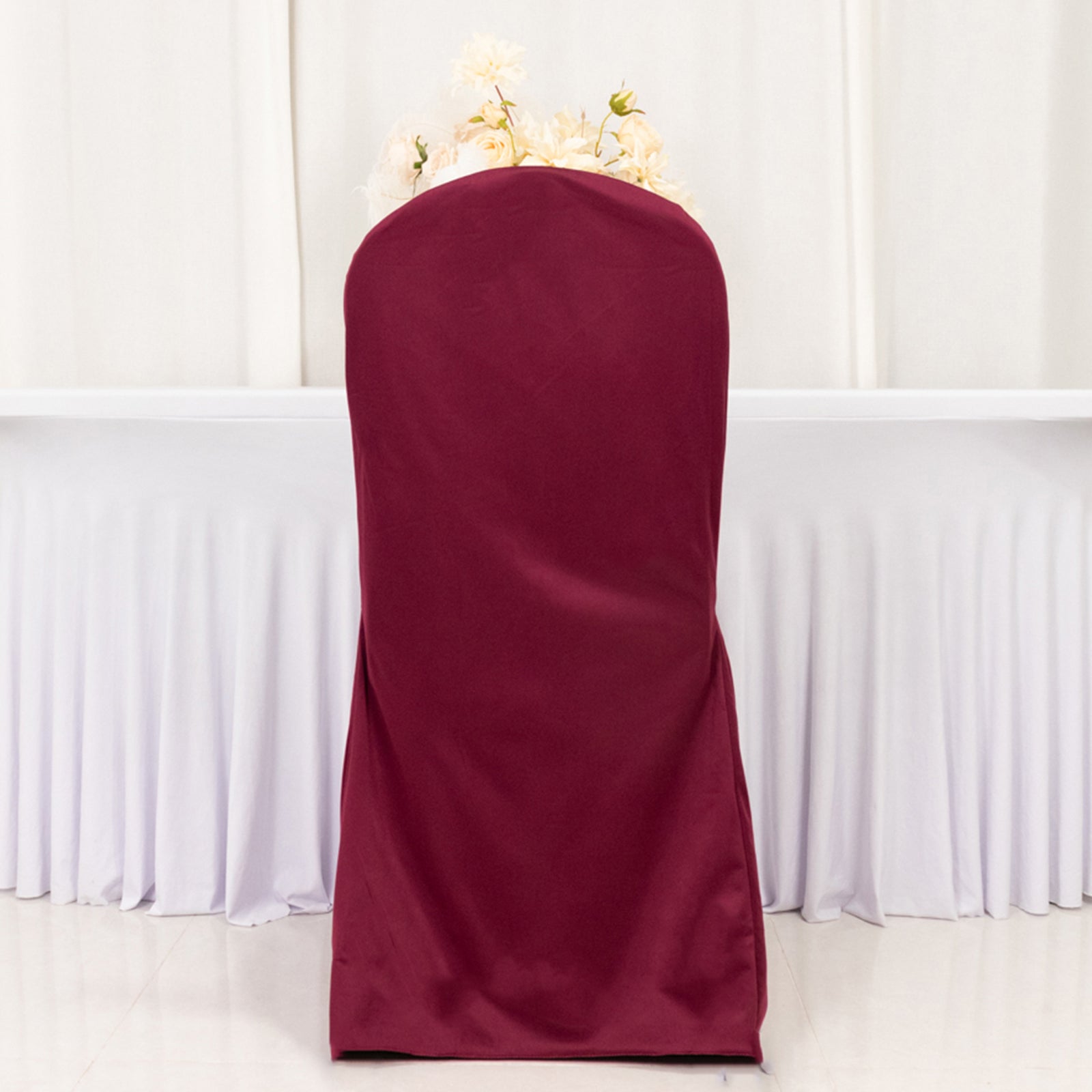 Scuba Stretch Chair Cover Burgundy for Banquet Chairs Slim Fit Design - Wrinkle Free and Durable Slipcover - Bell Racket Store