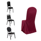 Scuba Stretch Chair Cover Burgundy for Banquet Chairs Slim Fit Design - Wrinkle Free and Durable Slipcover - Bell Racket Store