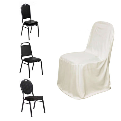 Scuba Stretch Chair Cover Ivory for Banquet Chairs Slim Fit Design - Wrinkle Free and Durable Slipcover - NestOCart