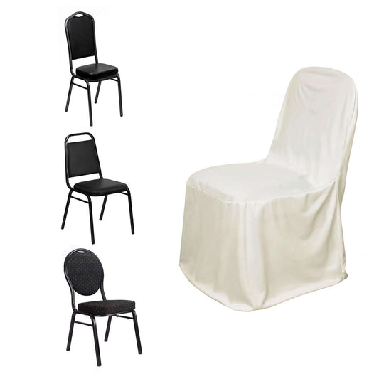 Scuba Stretch Chair Cover Ivory for Banquet Chairs Slim Fit Design - Wrinkle Free and Durable Slipcover - NestOCart