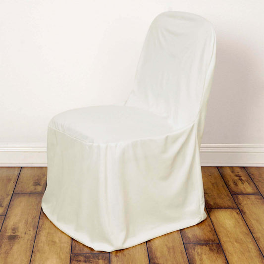 Scuba Stretch Chair Cover Ivory for Banquet Chairs Slim Fit Design - Wrinkle Free and Durable Slipcover - NestOCart