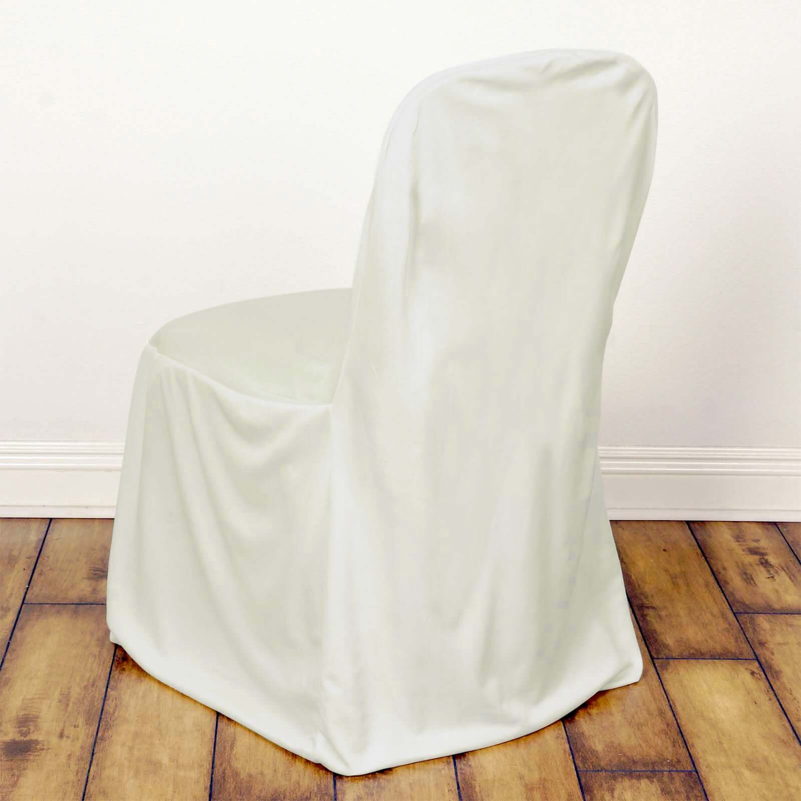 Scuba Stretch Chair Cover Ivory for Banquet Chairs Slim Fit Design - Wrinkle Free and Durable Slipcover - NestOCart
