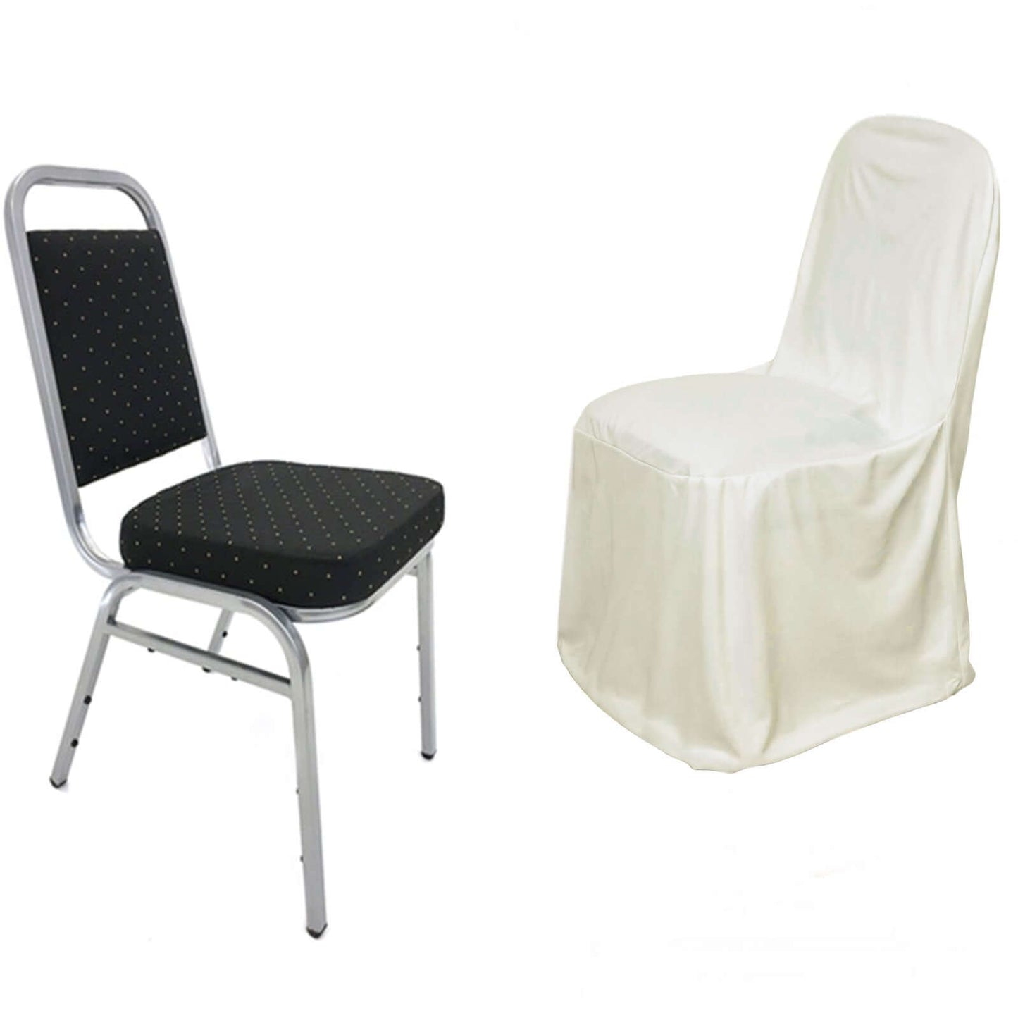 Scuba Stretch Chair Cover Ivory for Banquet Chairs Slim Fit Design - Wrinkle Free and Durable Slipcover - NestOCart