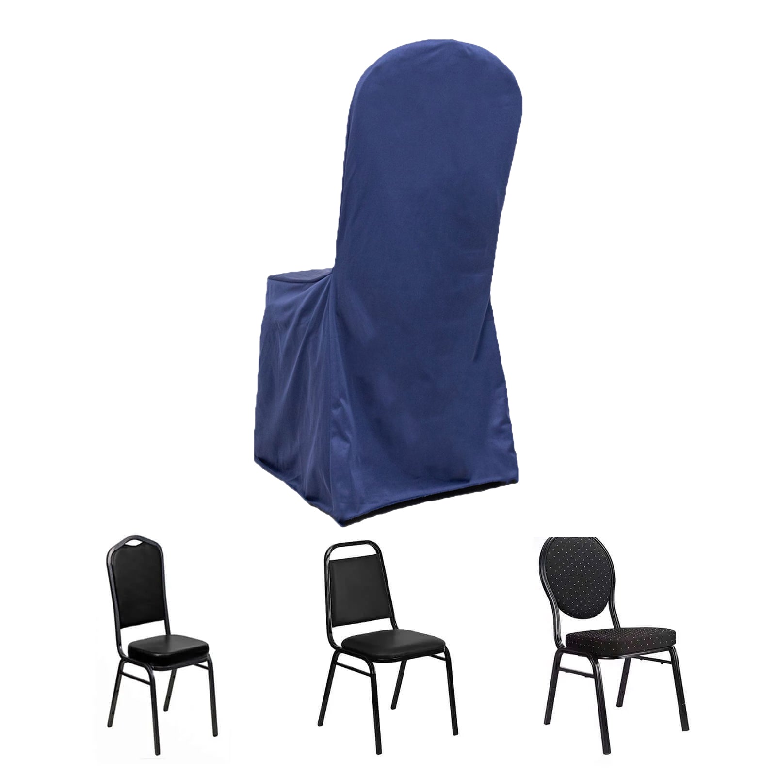 Scuba Stretch Chair Cover Navy Blue for Banquet Chairs Slim Fit Design - Wrinkle Free and Durable Slipcover - Bell Racket Store