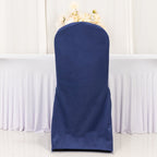 Scuba Stretch Chair Cover Navy Blue for Banquet Chairs Slim Fit Design - Wrinkle Free and Durable Slipcover - Bell Racket Store