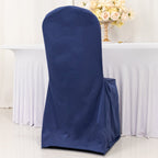 Scuba Stretch Chair Cover Navy Blue for Banquet Chairs Slim Fit Design - Wrinkle Free and Durable Slipcover - Bell Racket Store