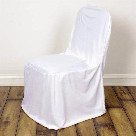 Scuba Stretch Chair Cover White for Banquet Chairs Slim Fit Design - Wrinkle Free and Durable Slipcover for Hotels, Parties & Ceremonies - NestOCart
