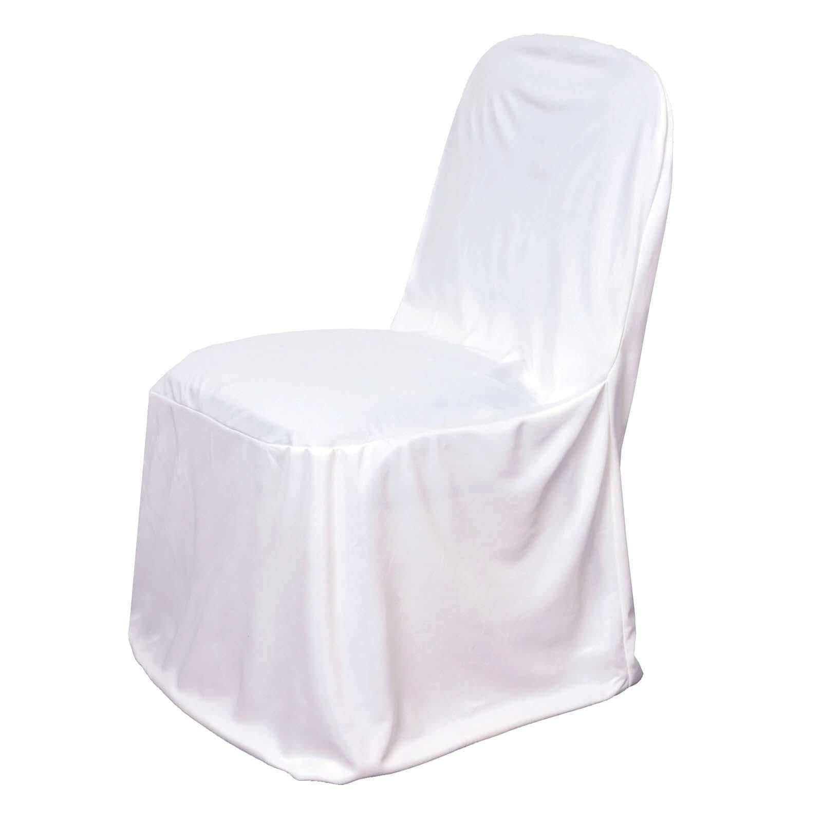 Scuba Stretch Chair Cover White for Banquet Chairs Slim Fit Design - Wrinkle Free and Durable Slipcover for Hotels, Parties & Ceremonies - NestOCart