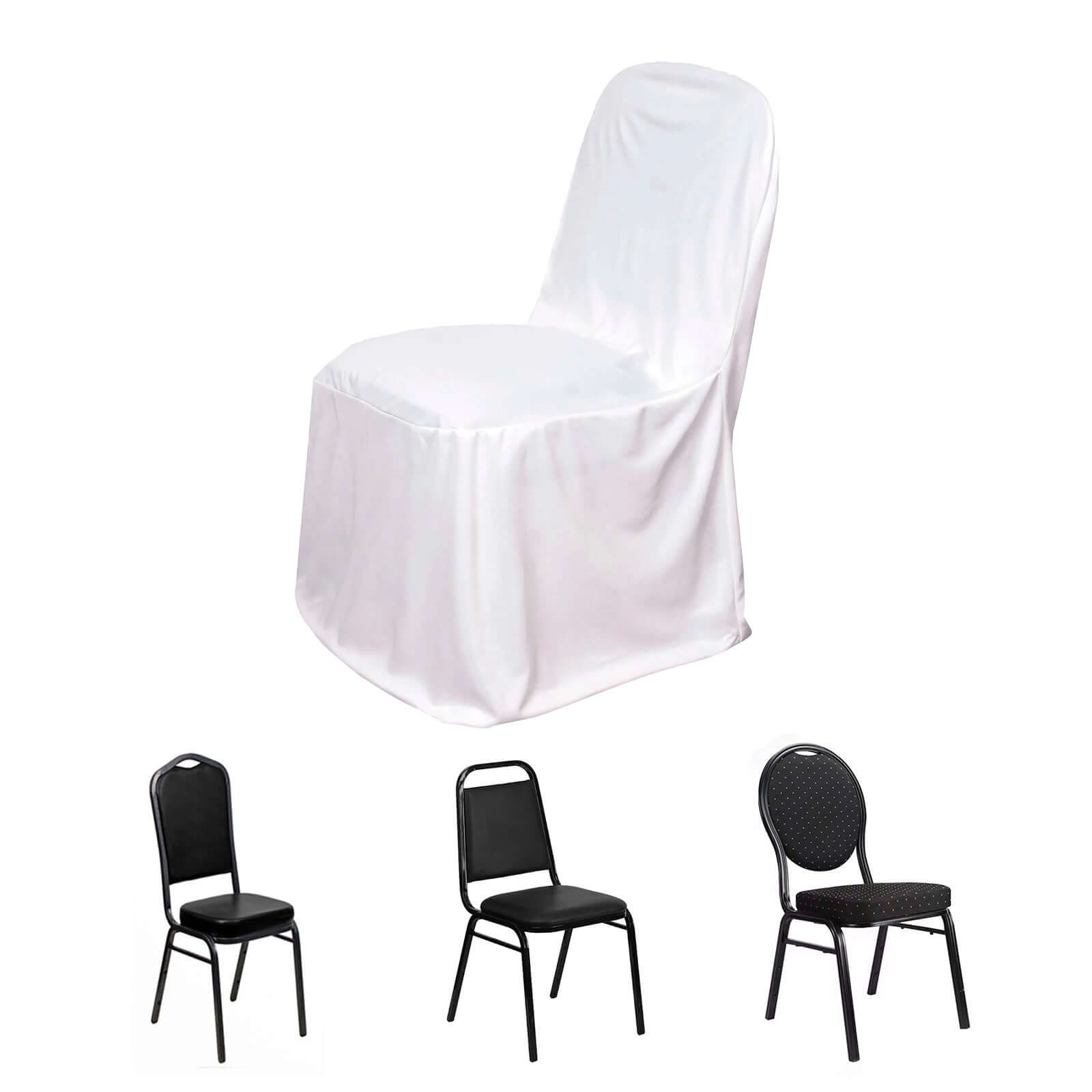 Scuba Stretch Chair Cover White for Banquet Chairs Slim Fit Design - Wrinkle Free and Durable Slipcover for Hotels, Parties & Ceremonies - NestOCart