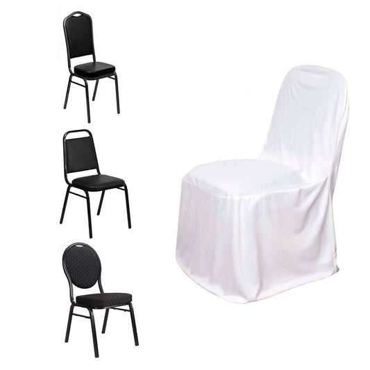 Scuba Stretch Chair Cover White for Banquet Chairs Slim Fit Design - Wrinkle Free and Durable Slipcover for Hotels, Parties & Ceremonies - NestOCart