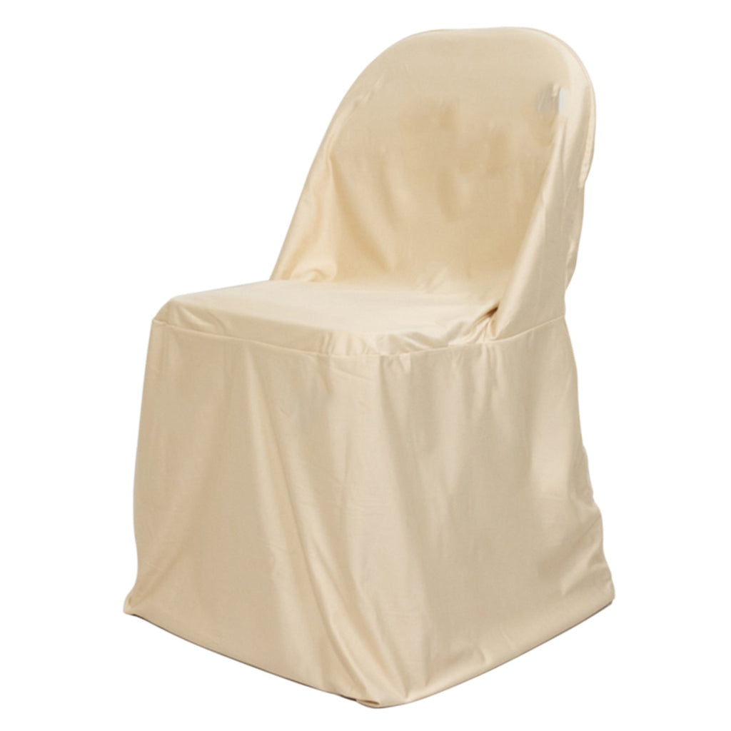 Scuba Stretch Folding Chair Cover Beige - Wrinkle Free & Durable Slipcover - Bell Racket Store