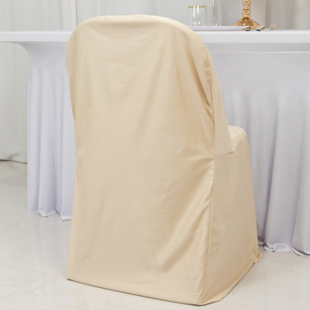 Scuba Stretch Folding Chair Cover Beige - Wrinkle Free & Durable Slipcover - Bell Racket Store