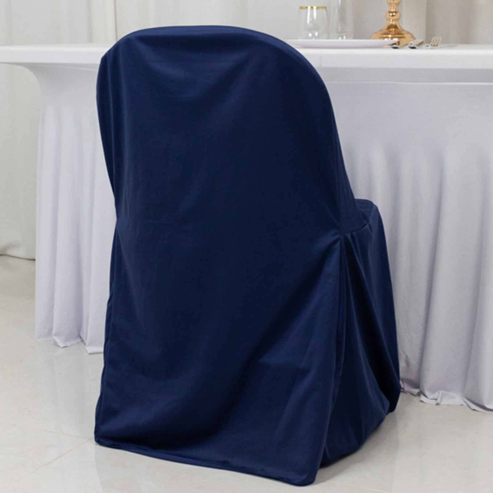 Scuba Stretch Folding Chair Cover Navy Blue - Wrinkle Free & Durable Slipcover - Bell Racket Store