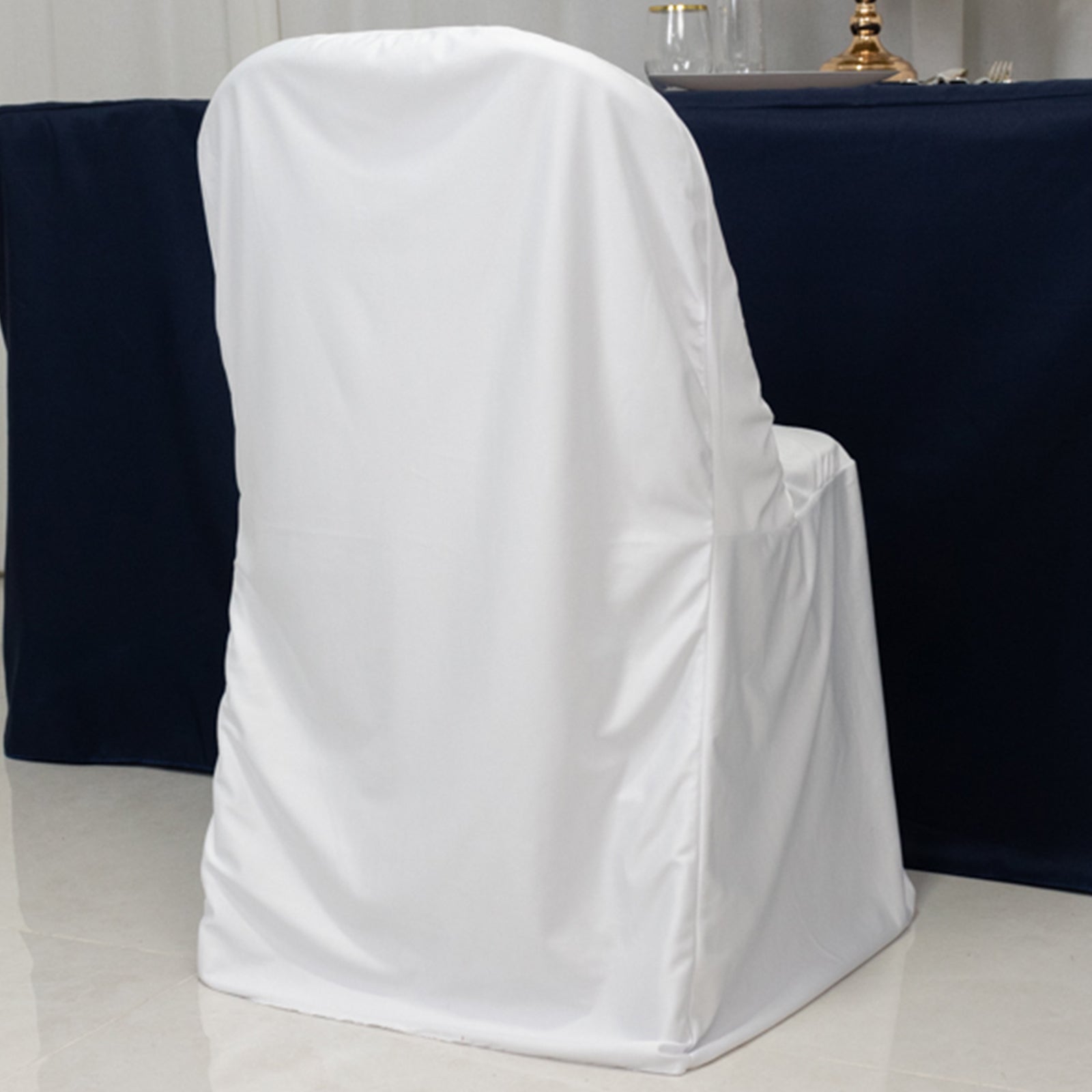 Scuba Stretch Folding Chair Cover White - Wrinkle Free & Durable Slipcover - Bell Racket Store