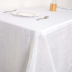 Taffeta 90"x132" Rectangle Tablecloth White - Seamless Accordion Crinkle Design for Sophisticated Gatherings