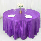 Taffeta 120" Round Tablecloth Purple - Seamless Accordion Crinkle Table Cover