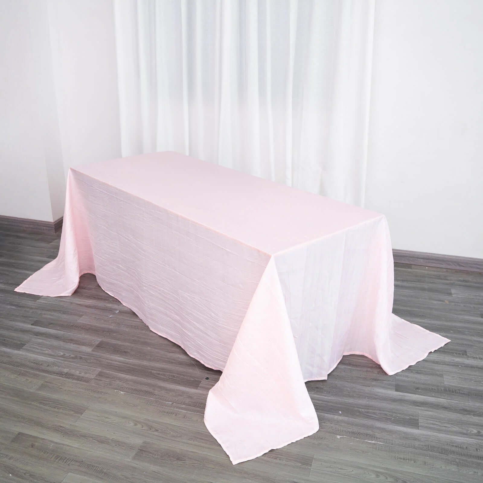 Taffeta 90"x132" Rectangle Tablecloth Blush - Seamless Accordion Crinkle Table Cover