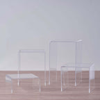 Set of 4 Acrylic Cake Stands Riser Design Clear - Dessert and Cupcake Display Centerpieces Assorted Sizes
