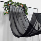 5ftx14ft Black Chiffon Curtain Panel, Durable Flame Resistant Backdrop Ceiling Drapery With Rod Pocket