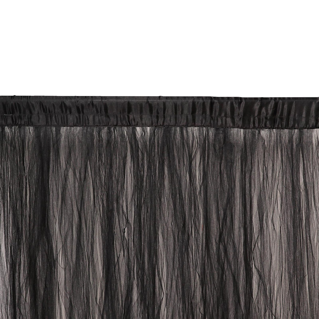 5ftx10ft Black Dual Sided Sheer Tulle Event Curtain Drapes With Satin Header, Rod Ready Backdrop Event Panel
