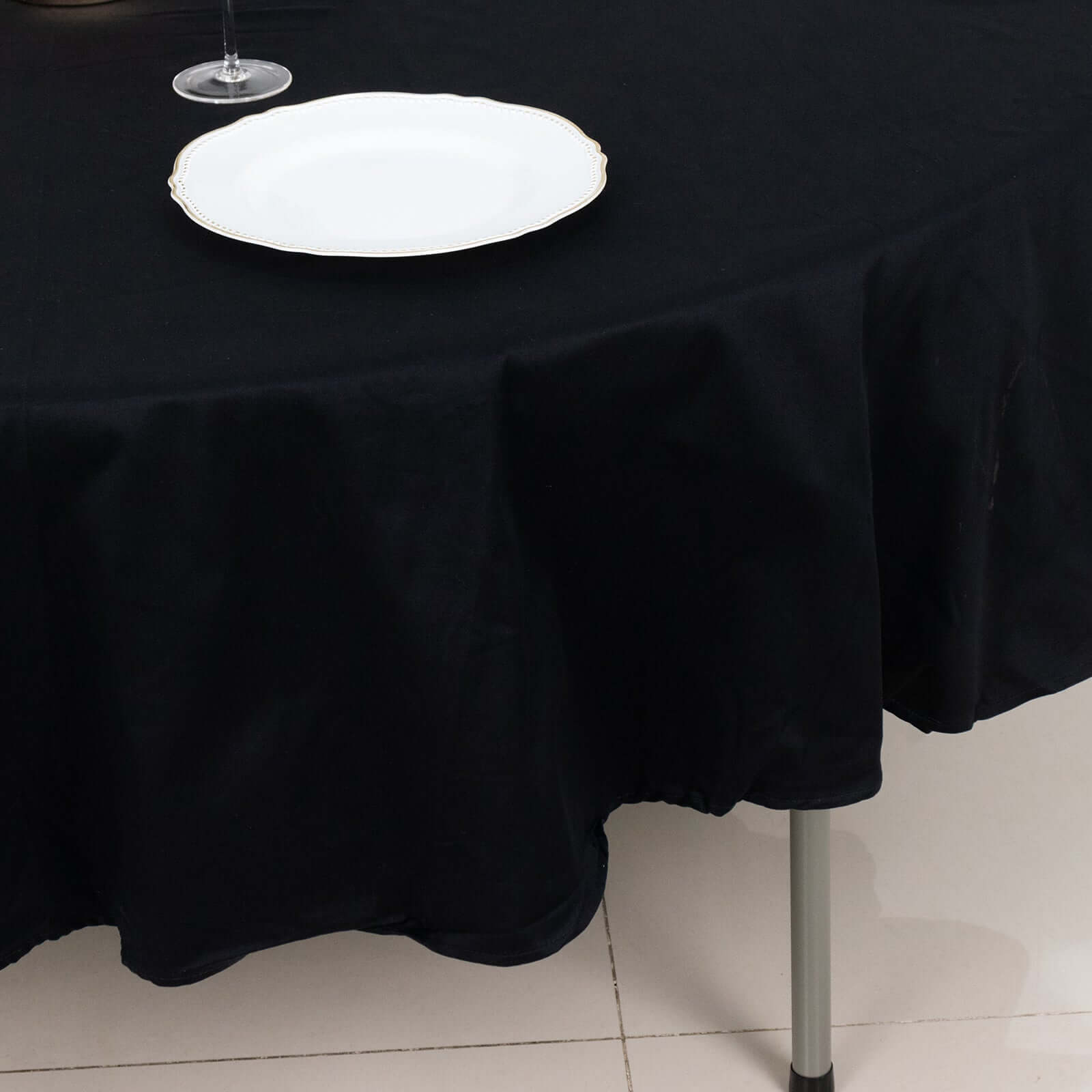 100% Cotton 90" Round Tablecloth Black Linen - Soft & Breathable Table Cover