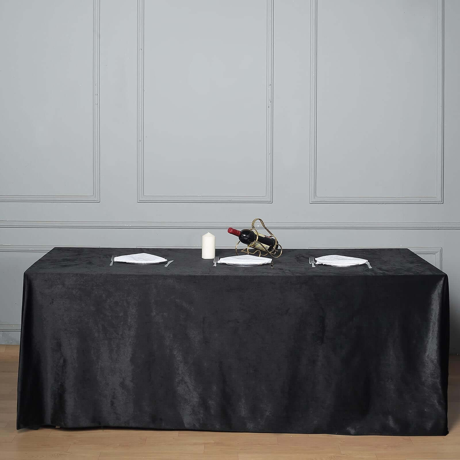 Premium Velvet 90"x156" Rectangle Tablecloth Black - Reusable Soft & Stylish Seamless Table Cover for Sophisticated Weddings & Events