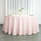 Polyester 120" Round Tablecloth Blush - Seamless Wrinkle-Resistant Table Cover