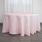 Taffeta 120" Round Tablecloth Blush - Seamless Accordion Crinkle Table Cover