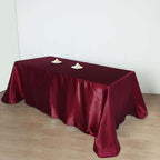 Satin Rectangular 90"x156" Tablecloth Burgundy - Seamless Table Cover