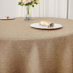 Faux Burlap Jute 120" Round Tablecloth Natural - Rustic Seamless Event Table Linen
