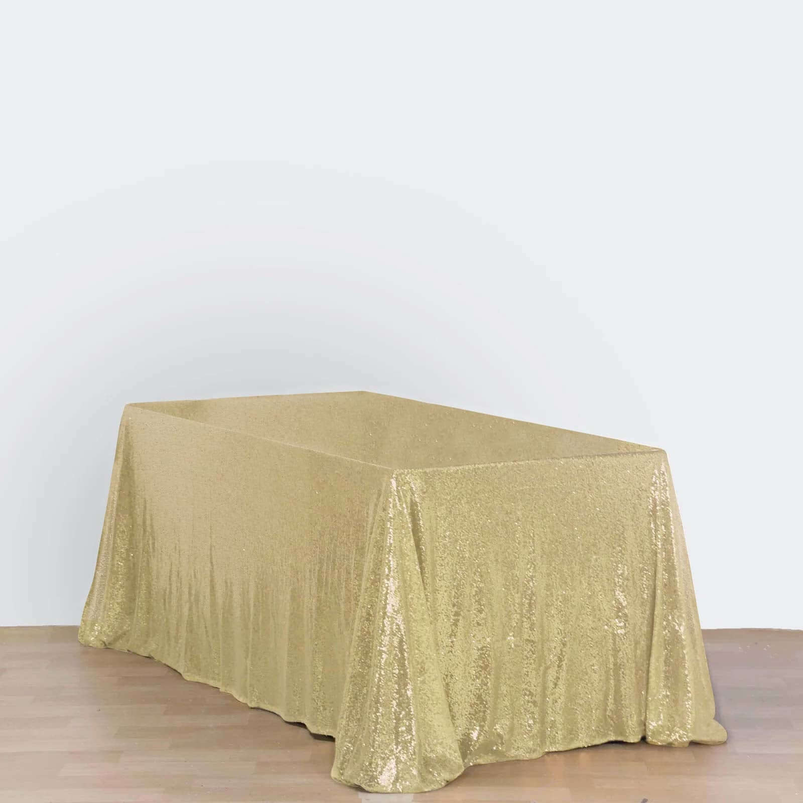 Sequin 90"x156" Rectangle Tablecloth Champagne - Seamless Twinkling Table Cover