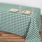 Polyester 90"x132" Rectangle Tablecloth White/Green - Seamless Checkered Buffalo Plaid Table Cover
