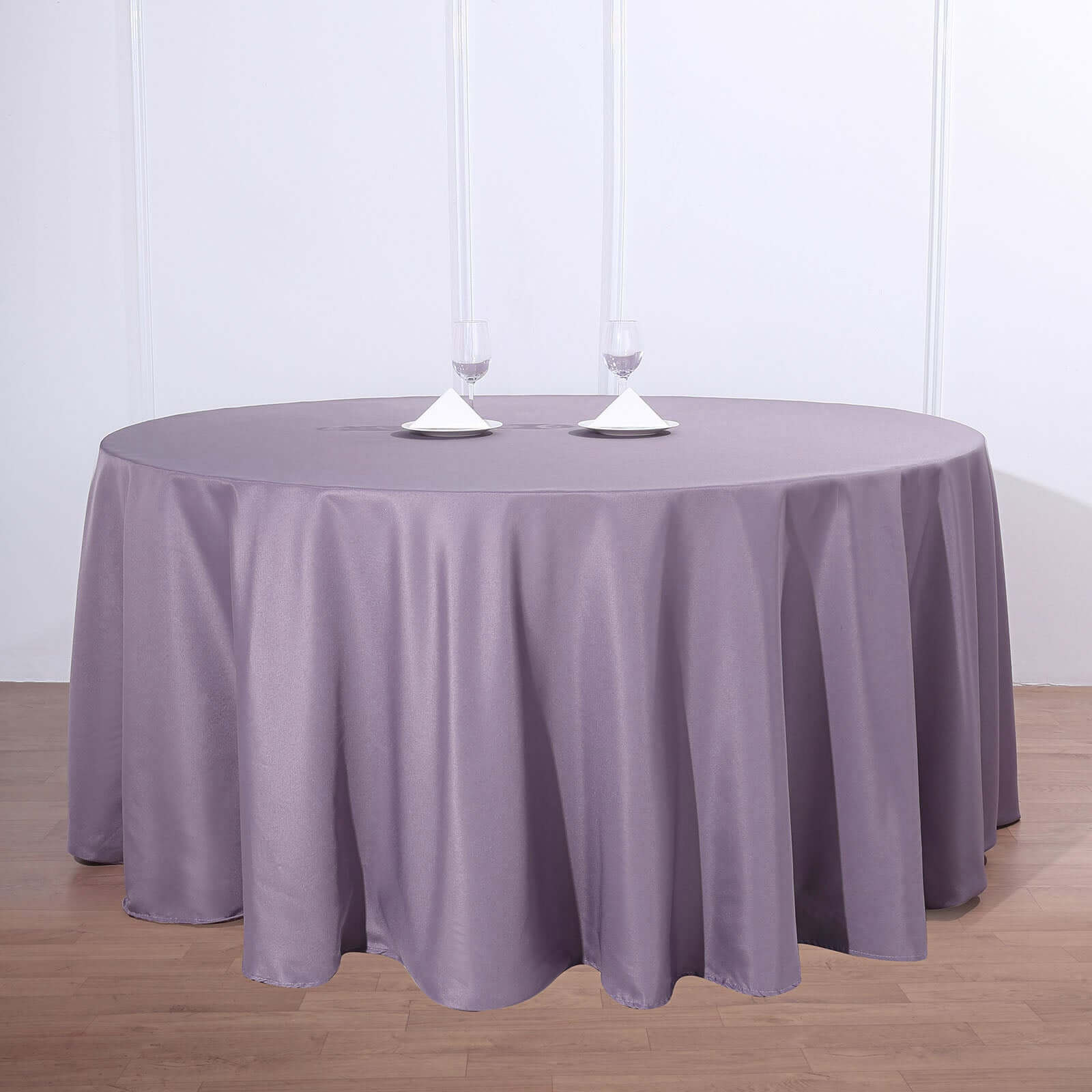 Polyester 132" Round Tablecloth Violet Amethyst - Seamless Chic Table Cover