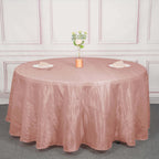 Taffeta 120" Round Tablecloth Dusty Rose - Seamless Accordion Crinkle Table Cover