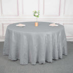 Taffeta 120" Round Tablecloth Silver - Seamless Accordion Crinkle Table Cover