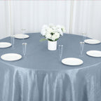 Taffeta 132" Round Tablecloth Dusty Blue - Seamless Accordion Crinkle Table Cover